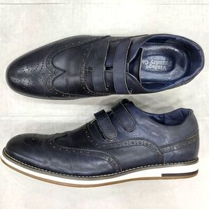 Vintage Foundry Co wing tip shoes men's size 12 dark navy blue leather Western